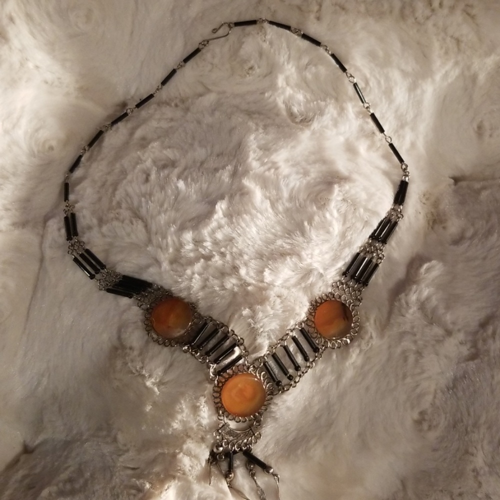 Silver and beaded necklace